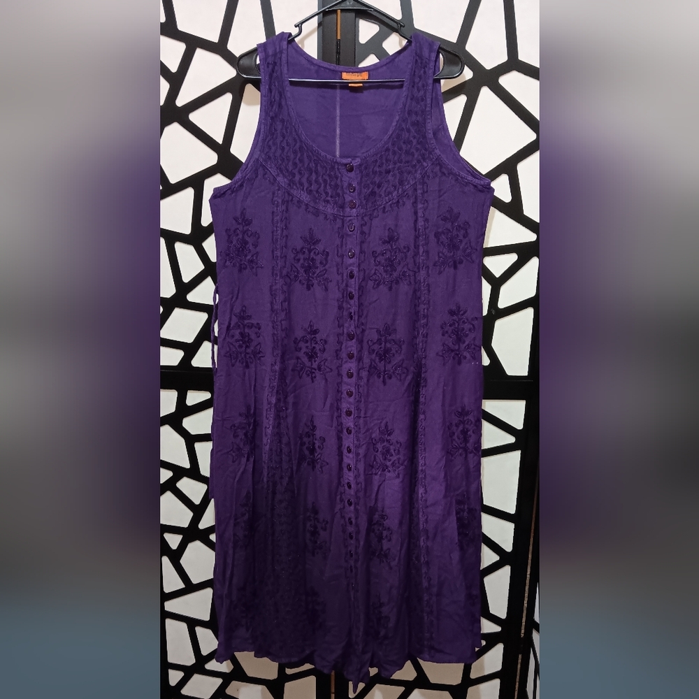 Sakkas - Sleeveless Embroidered Maxi Dress - Purple -  Sz L/XL